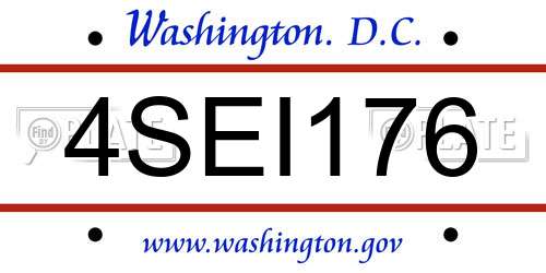 4SEI176 District Of Columbia License Plate