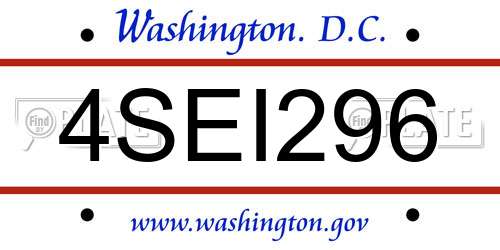 4SEI296 District Of Columbia License Plate