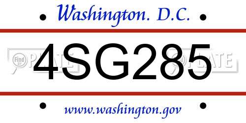 4SG285 District Of Columbia License Plate