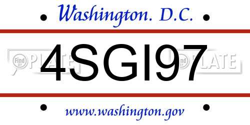4SGI97 District Of Columbia License Plate