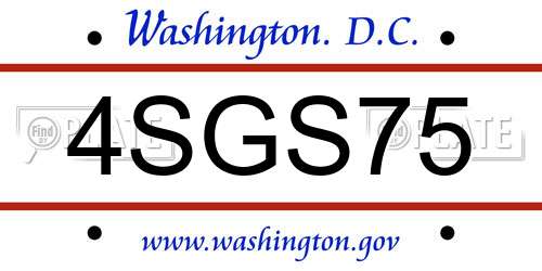 4SGS75 District Of Columbia License Plate
