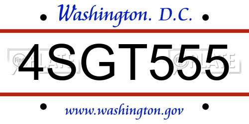 4SGT555 District Of Columbia License Plate