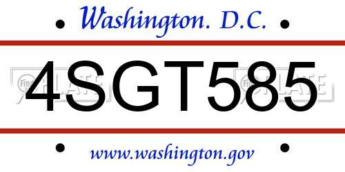 4SGT585 District Of Columbia License Plate