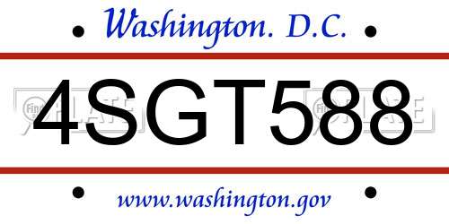 4SGT588 District Of Columbia License Plate