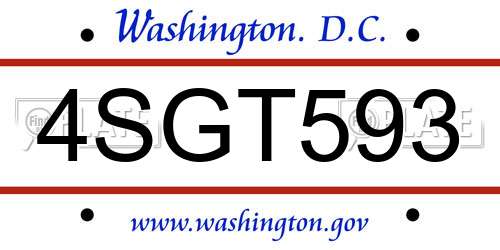 4SGT593 District Of Columbia License Plate
