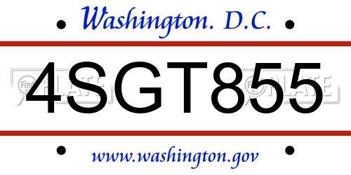 4SGT855 District Of Columbia License Plate