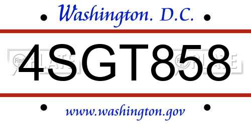 4SGT858 District Of Columbia License Plate