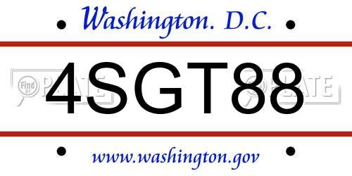 4SGT88 District Of Columbia License Plate