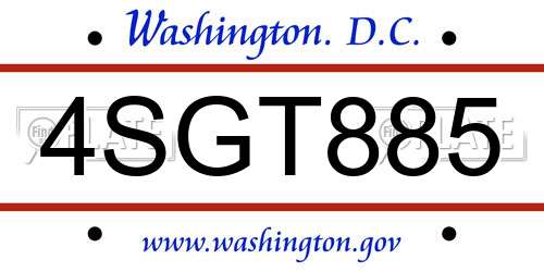 4SGT885 District Of Columbia License Plate