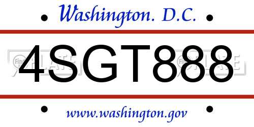 4SGT888 District Of Columbia License Plate