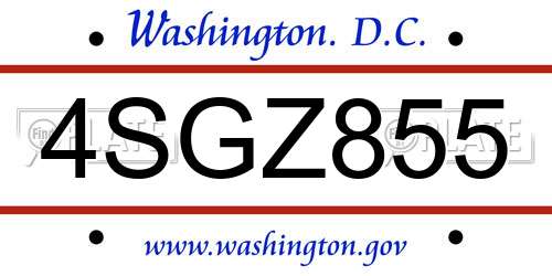 4SGZ855 District Of Columbia License Plate