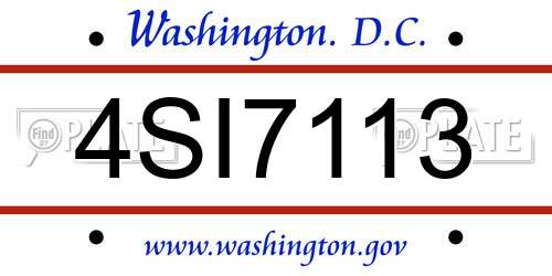 4SI7113 District Of Columbia License Plate