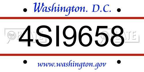 4SI9658 District Of Columbia License Plate