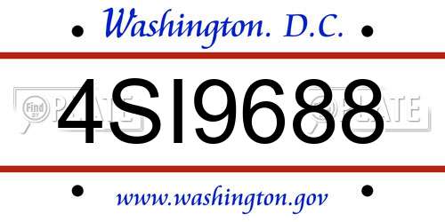4SI9688 District Of Columbia License Plate