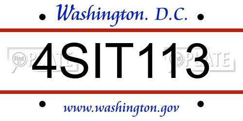4SIT113 District Of Columbia License Plate