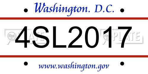 4SL2017 District Of Columbia License Plate