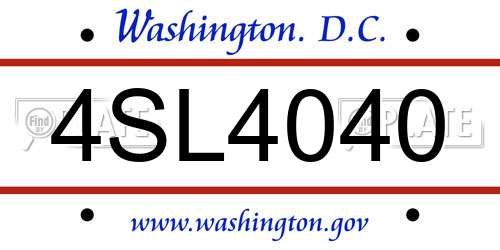 4SL4040 District Of Columbia License Plate