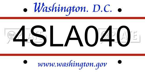 4SLA040 District Of Columbia License Plate