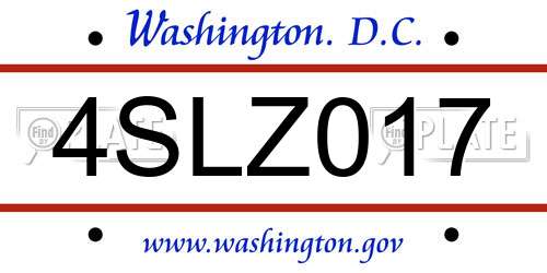 4SLZ017 District Of Columbia License Plate