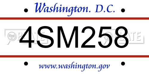 4SM258 District Of Columbia License Plate