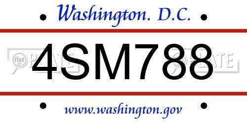 4SM788 District Of Columbia License Plate