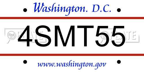 4SMT55 District Of Columbia License Plate