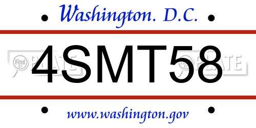 4SMT58 District Of Columbia License Plate