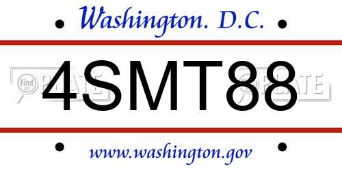 4SMT88 District Of Columbia License Plate