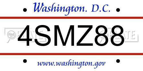 4SMZ88 District Of Columbia License Plate