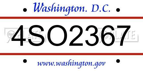 4SO2367 District Of Columbia License Plate
