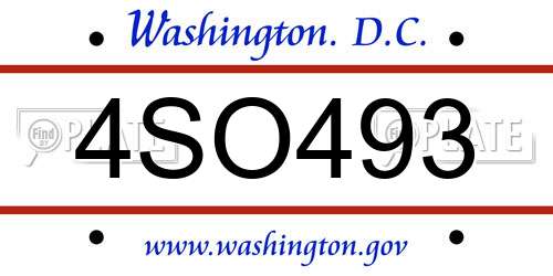 4SO493 District Of Columbia License Plate