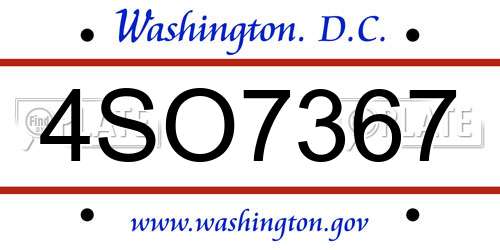 4SO7367 District Of Columbia License Plate
