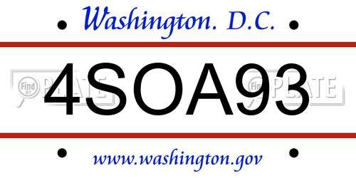 4SOA93 District Of Columbia License Plate