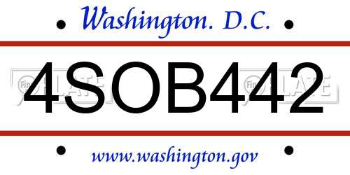 4SOB442 District Of Columbia License Plate