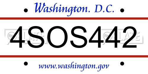 4SOS442 District Of Columbia License Plate