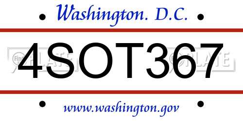 4SOT367 District Of Columbia License Plate