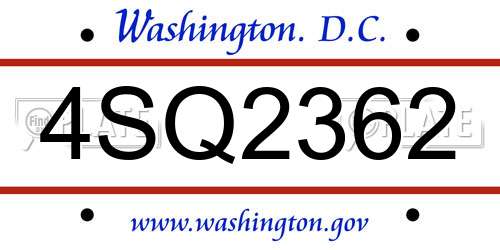 4SQ2362 District Of Columbia License Plate