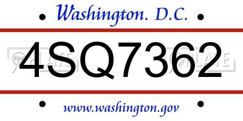 4SQ7362 District Of Columbia License Plate