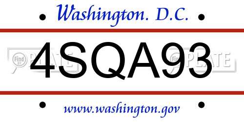 4SQA93 District Of Columbia License Plate