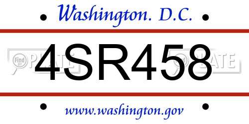 4SR458 District Of Columbia License Plate