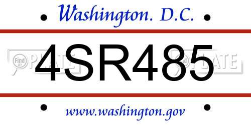 4SR485 District Of Columbia License Plate