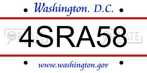 4SRA58 District Of Columbia License Plate