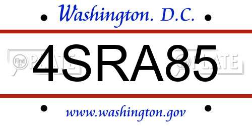 4SRA85 District Of Columbia License Plate