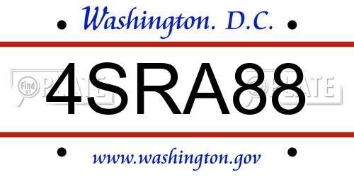 4SRA88 District Of Columbia License Plate