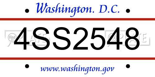 4SS2548 District Of Columbia License Plate
