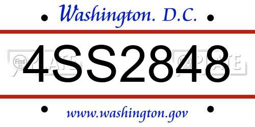4SS2848 District Of Columbia License Plate
