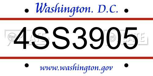 4SS3905 District Of Columbia License Plate