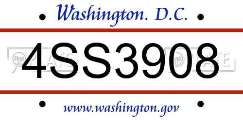4SS3908 District Of Columbia License Plate