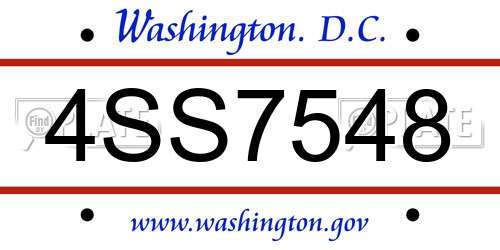 4SS7548 District Of Columbia License Plate