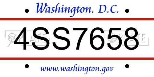 4SS7658 District Of Columbia License Plate